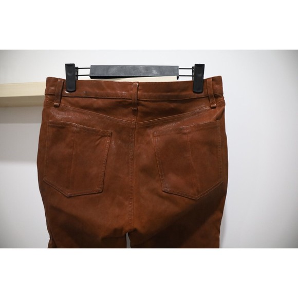 Rag & Bone Womens Sz 30 Hana Lamb Leather Pants Brown Highrise Crop Wide Leg - Picture 4 of 11
